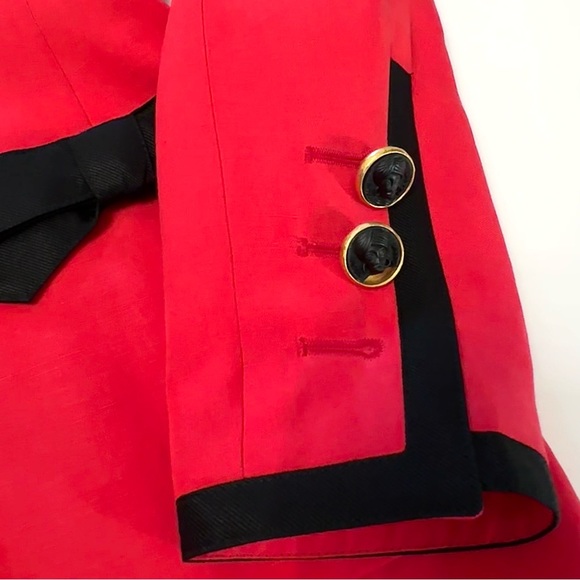 Vintage Rena Lange Silk Linen Jacket Special Buttons Bows 6 - Picture 4 of 8